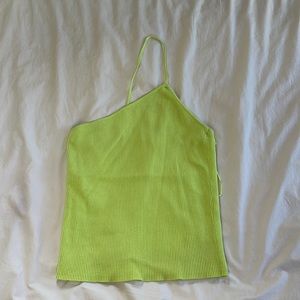 Lime green one shoulder Zara top